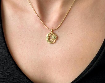 Ketting zon en maan: 18k vergulde hemelse hanger, boho-sieraden