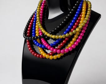 Colorful Glass Bead Necklace | Handmade Y2K Jewelry | Minimalist Layering Necklace | Summer Gift for Women