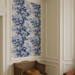 Chinoiserien Tapete zum Aufkleben, Toile Tapete, Botanisches Aquarell Pflanzen Wandbild