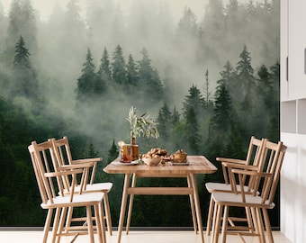 Foggy Forest Wallpaper: Peel and Stick Tree Wall Art
