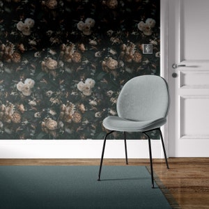Dark Botanical Wallpaper, Moody Wallpaper Peel and Stick, Roses