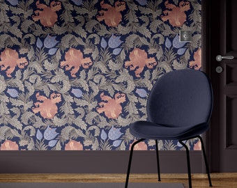 Papel pintado autoadhesivo William Morris: decoración vintage botánica oscura