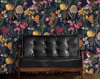 dark botanical wallpaper art deco wallpaper peel and stick dark wallpaper for living room vintage wallpaper peel and stick