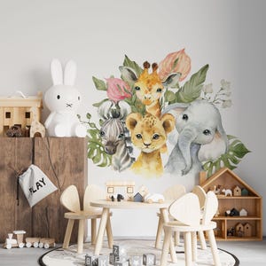 SAFARI WALL STICKERS, safari nursery decor, nursery wall decals, safari animals decals, cute savanna decals