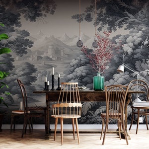 Forest wallpaper, landscape wallpaper, scenic wallpaper, moody wallpaper peel and stick image 1