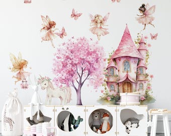 Fairy & Unicorn Wall Decals: Pastel Nursery Decor, Removable Stickers