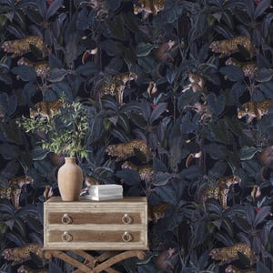 Dark Jungle Wallpaper: Moody Botanical Peel and Stick Wall Covering