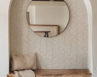 Neutral Geometric Peel and Stick Wallpaper, Boho Modern Decor