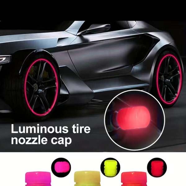 Leuchtende (glow in the dark) Reifenventilkappen für Autos, Motorräder und Fahrräder