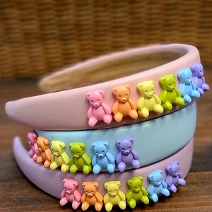 Fashion Pastel Bear Padded Faux Leather Headband/ Hair Accessories For Girls/ For women