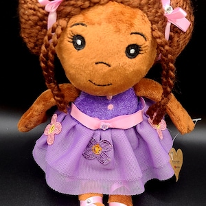 Personalized Brown Ballerina Girl 11in Plush Doll With Purple/ Floral Dress/ Plush ragdoll Toy Gifts