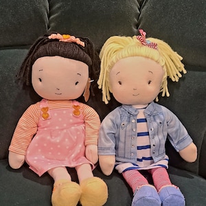 Personalized 12in Soft Baby Girls Plush Doll Toy/Blonde/Black Yarn Hair/ With Cute Casual Outfits / Stuffed Doll/  Plush Toy Gifts