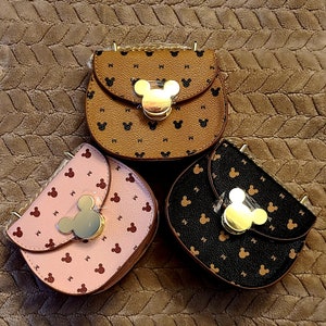 Fashion Toddler Crossbody Cartoon Mouse Ears Mini Handbag Purse With Gold Metal Chain