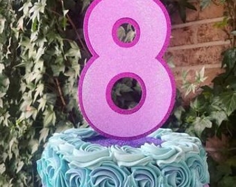 Adorno para tarta con números y purpurina 3D