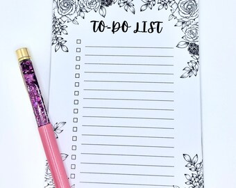 Black floral minimalist to do list pad