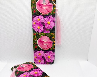 Poppy and cosmos flower bookmark