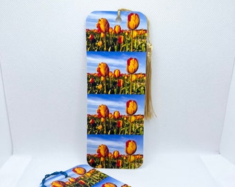Tulip flower handmade bookmark