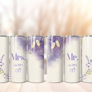 Mrs and Mr 2024 Wedding 20 oz Skinny Tumbler Sublimation Design Digital PNG Wedding Tumbler Wrap Wedding png Gift Wedding Sublimation 2024