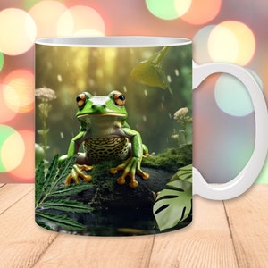 Rain forest Frog 11 oz 15 Mug Sublimation Design Digital Download PNG Frog Mug Wrap Frog png Frog Gift Frog Print Rain Forest Frog
