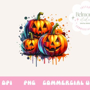 Halloween PNG, effrayant, conception de sublimation d&#39;automne, automne PNG, citrouilles, feuilles PNG, sublimation aquarelle, téléchargement immédiat, citrouille d&#39;Halloween