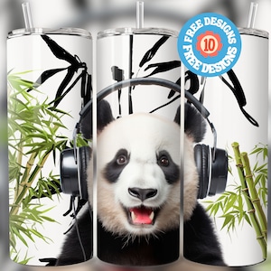 Panda 20 oz Skinny Tumbler Sublimation Design Digital Download PNG Panda Tumbler Wrap png Panda Gift Panda png Panda Print