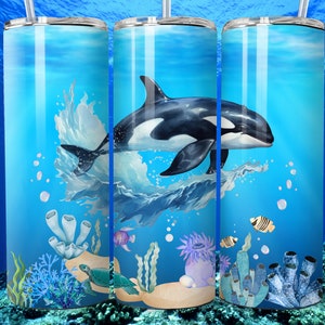 Orca Whale 20 oz Skinny Tumbler Sublimation Design Digital Download PNG Orca Whale Tumbler Wrap png Orca Gift Orca png Orca Print Whale png