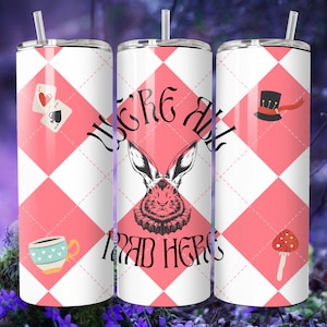 Alicja w Krainie Czarów 20 oz Skinny Tumbler Sublimacja Projekt Cyfrowe Pobieranie PNG Alicja w Krainie Czarów Tumbler Prezent Książka png