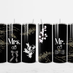 Mrs and Mr Wedding 20 oz Skinny Tumbler Sublimation Design Digital Download PNG Wedding Tumbler Wrap Wedding png Gift Wedding Sublimation
