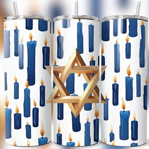 Hanukkah 20 oz Skinny Tumbler Sublimation Design Digital Download PNG Hanukkah Tumbler Wrap png Hanukkah Gift Hanukkah Print Jewish