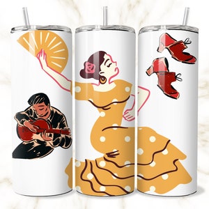 Bailarina 20 oz Flaco Vaso Sublimación Diseño Digital Descargar PNG Danza Vaso Envoltura Regalo Danza png Flamenco Regalo Flamenco Tumbler Bailarina