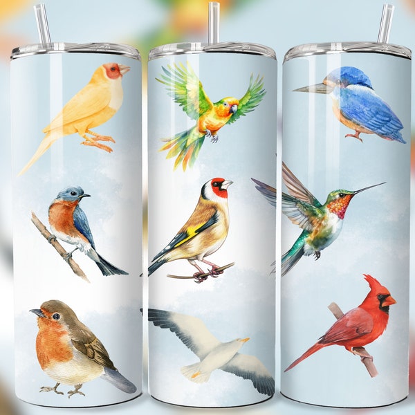 Bird Watching 20 oz Skinny Tumbler Sublimation Design Digital Download Bird Tumbler Wrap png Bird Gift Bird Print Bird Watcher Gift