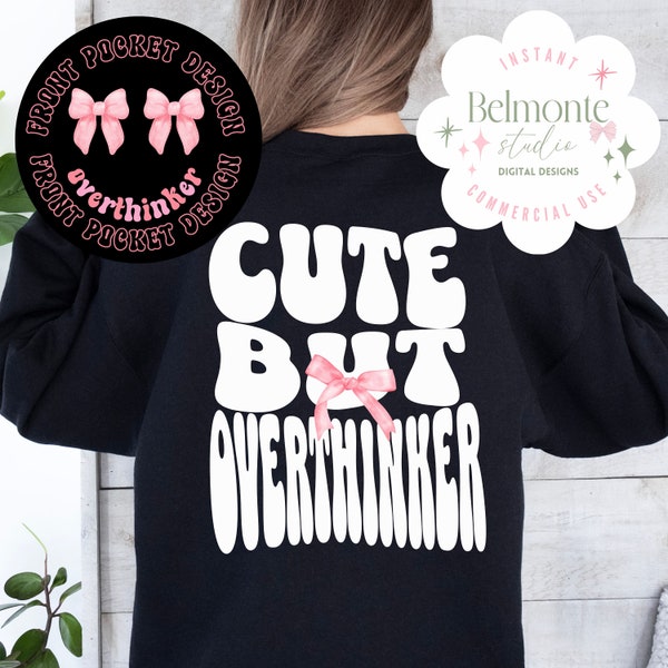 Coquette png Overthinker mental health png, anxiety shirt mental health shirt downloadable png bows coquette shirt emotional support gift