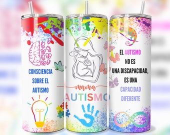 Autismo 20 oz Skinny Tumbler Sublimation Design Digital Download PNG Autismo Tumbler Wrap Gift Autismo png Mama Autismo Tumbler Autista