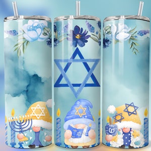 Hanukkah 20 oz Skinny Tumbler Sublimation Design Digital Download PNG Hanukkah Tumbler Wrap png Hanukkah Gift Hanukkah Print Jewish