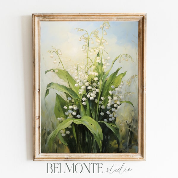 Moody Spring Wall Art Lily of Valley Print Spring Print Spring Decor Wildflower Print Easter Print Floral Wall Art Flower Art Lily of Valley