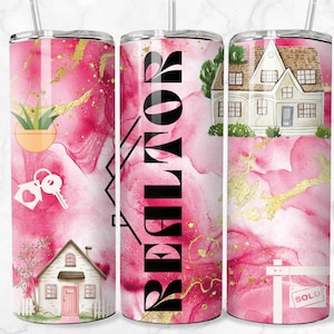 Bienes raíces 20 oz Skinny Tumbler Sublimación Diseño Descarga digital PNG Agente inmobiliario Tumbler Wrap png Agente de bienes raíces Agente de regalos