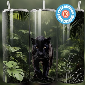 Panther 20 oz Skinny Tumbler Sublimation Design Digital Download PNG Panther Tumbler Wrap png Panther Gift Panther png Panther Print