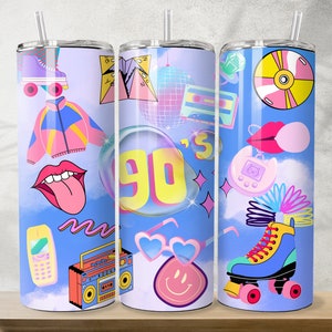 90s kids 20 oz Skinny Tumbler Sublimation Design Digital Download PNG 90s Tumbler Wrap Gift 90s Retro png 90s Gift