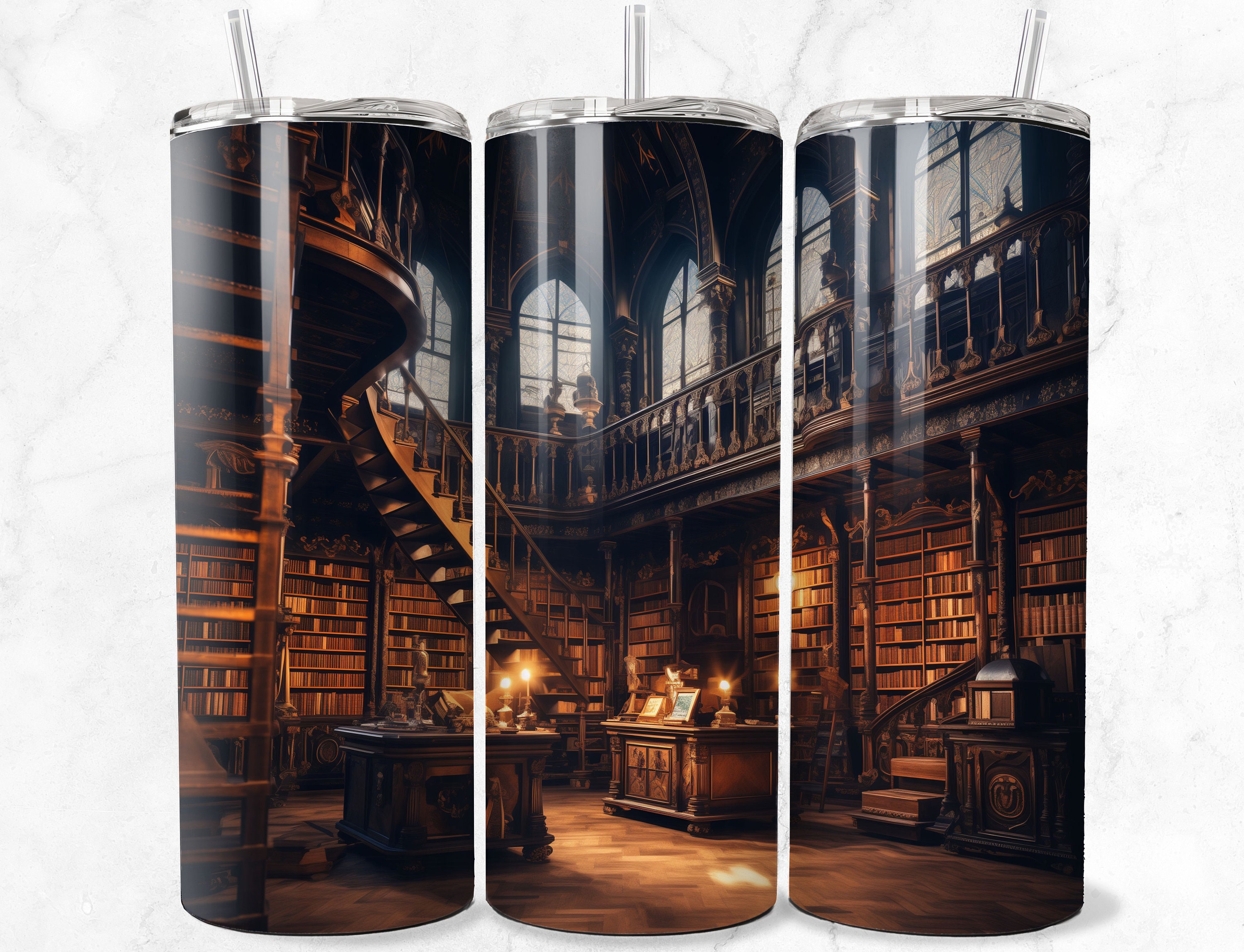 Bookshelf Book Lover 20 Oz Skinny Tumbler Sublimation Design Digital ...