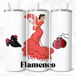 Bailarina 20 oz Flaco Vaso Sublimación Diseño Digital Descargar PNG Danza Vaso Envoltura Regalo Danza png Flamenco Regalo Flamenco Tumbler Bailarina