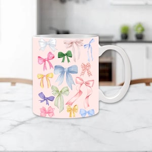 Coquette Bows Mug Wrap 11 oz 15 Mug Sublimation Design Digital Download PNG Bows Mug Wrap png Bow Mug Gift Mug Wrap Trendy