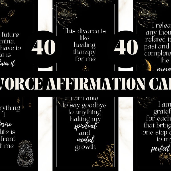 Divorce Affirmation Cards Positive Affirmation Cards Divorce Cards Self Care Therapist Office Decor Digital Download Therapist Gift Divorce