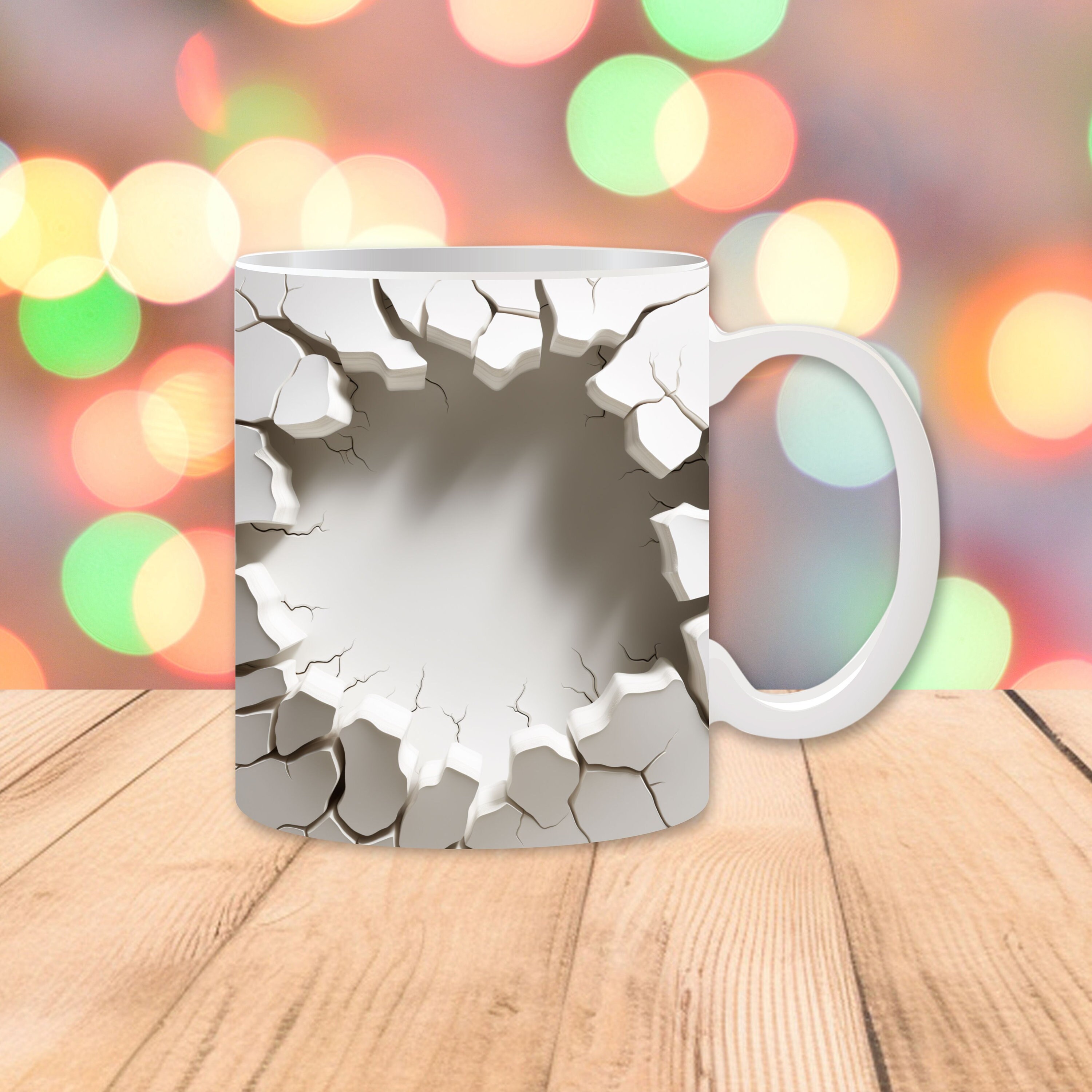 3D Cracked Wall Mug Wrap 11 Oz 15 Mug Sublimation Design Digital