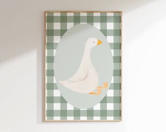 Silly Goose Wall Art, Cute Goose Poster, Nursery Decor, Farm Animal Printable, Kid&#39;s Room Illustration, Goose Children&#39;s Room