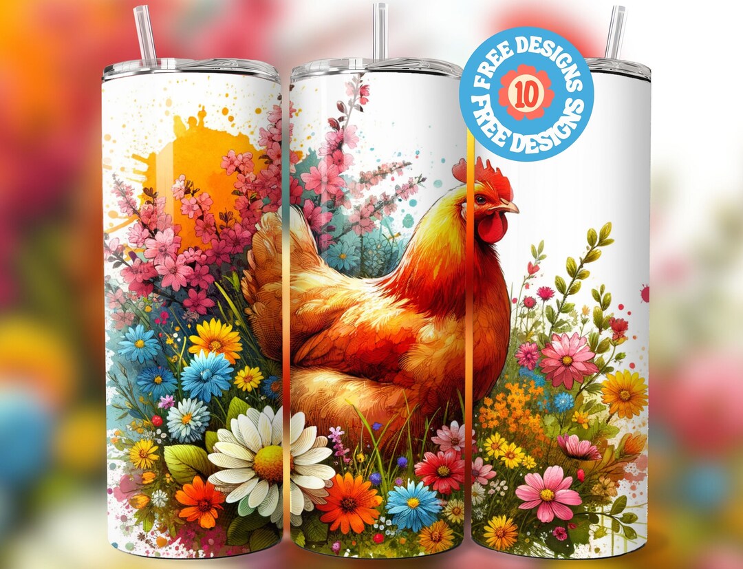 Chicken 20 Oz Skinny Tumbler Sublimation Design Digital Download PNG ...