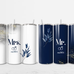 Mrs and Mr Wedding 20 oz Skinny Tumbler Sublimation Design Digital Download PNG Wedding Tumbler Wrap Wedding png Gift Wedding Sublimation