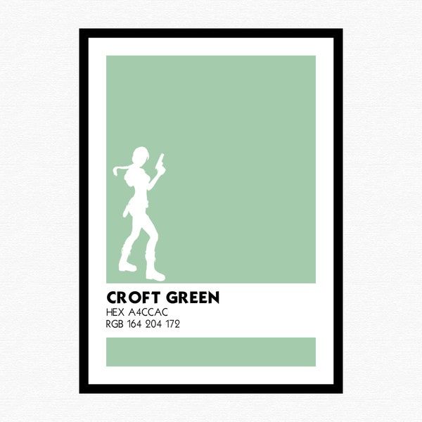 Lara Croft Colour Print | Lara Green | Tomb Raider | A3 A4