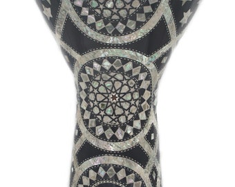 Gawharet El Fan 15.5″ Darbuka - Traditional Black and Silver with Star Mandala design