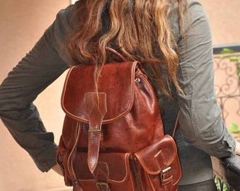 Moroccan Leather Backpack Leather Shoulder Bag