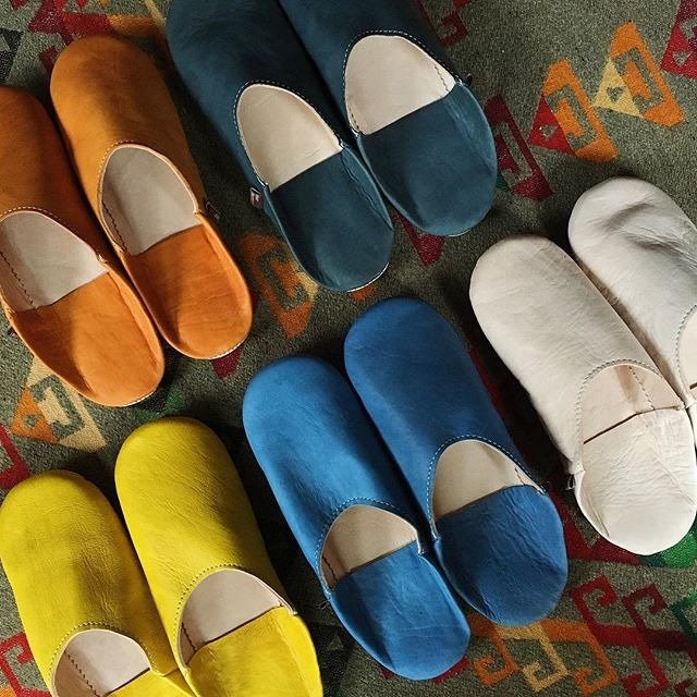 Moroccan Leather Babouche Slippers, Handmade Slippers, Sheepskin ...